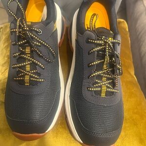 Caterpillar Black and Yellow Athletic Shoes with Breathable Mesh